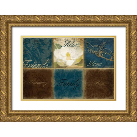 Blue Magnolia Inspirational Gold Ornate Wood Framed Art Print with Double Matting by Grey, Jace