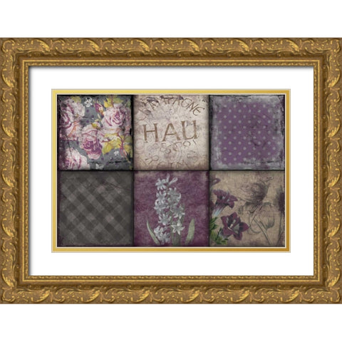 Florals Gold Ornate Wood Framed Art Print with Double Matting by Grey, Jace