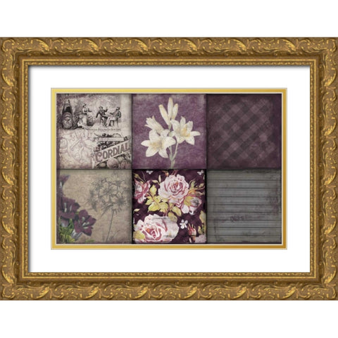 Florals 2 Gold Ornate Wood Framed Art Print with Double Matting by Grey, Jace