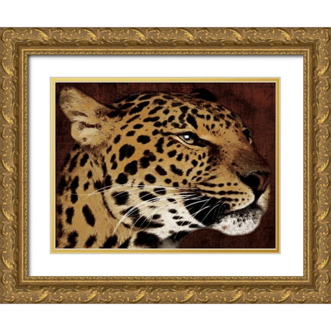 Leopard Gold Ornate Wood Framed Art Print with Double Matting by Grey, Jace
