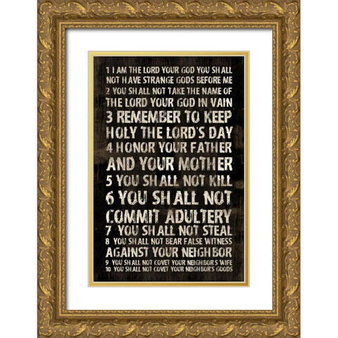 Full 10 Commandments Gold Ornate Wood Framed Art Print with Double Matting by Grey, Jace