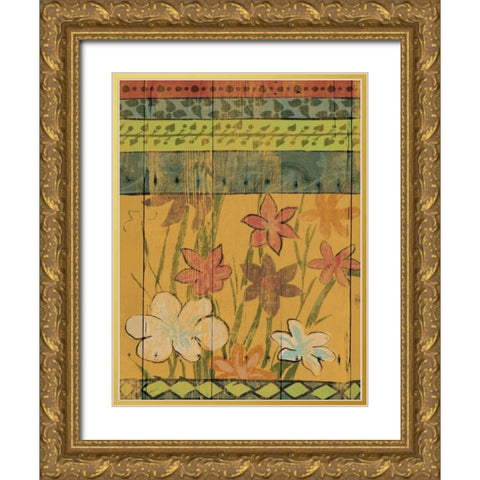 Spanish florals Gold Ornate Wood Framed Art Print with Double Matting by Grey, Jace
