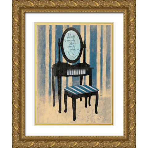 Be Yourself Blue Gold Ornate Wood Framed Art Print with Double Matting by Grey, Jace