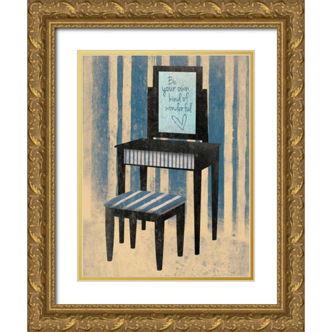 Wonderful Blue Gold Ornate Wood Framed Art Print with Double Matting by Grey, Jace