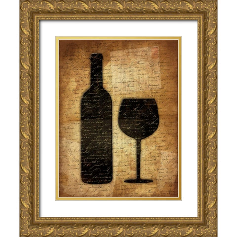 Wine Shadows Gold Ornate Wood Framed Art Print with Double Matting by Grey, Jace