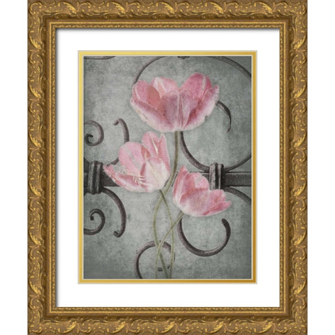 Floral Fence Mate Gold Ornate Wood Framed Art Print with Double Matting by Grey, Jace