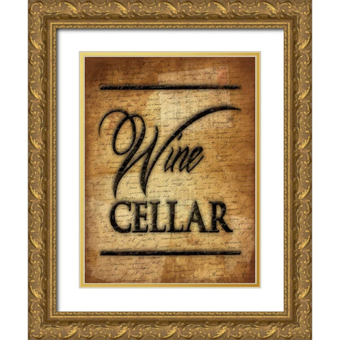 Wine Cellar Reverse Gold Ornate Wood Framed Art Print with Double Matting by Grey, Jace