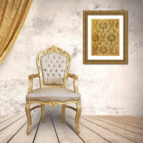 Gold Red Pattern Reversed Gold Ornate Wood Framed Art Print with Double Matting by Grey, Jace