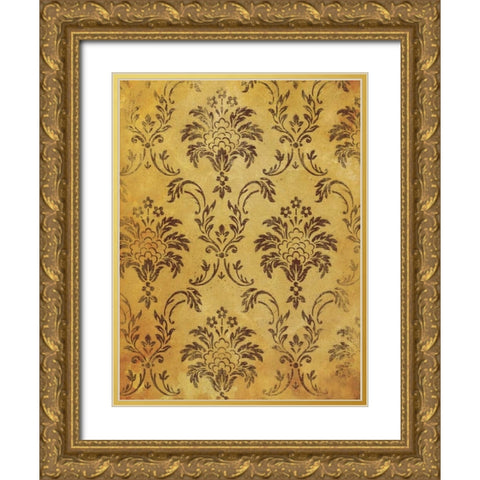 Gold Red Pattern Reversed Gold Ornate Wood Framed Art Print with Double Matting by Grey, Jace