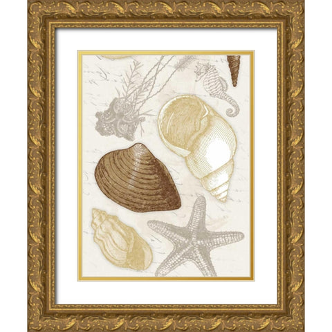Shells Gold Ornate Wood Framed Art Print with Double Matting by Grey, Jace