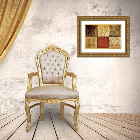 Pattern Patchwork Gold Ornate Wood Framed Art Print with Double Matting by Grey, Jace