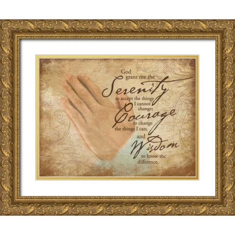 Praying Hands Gold Ornate Wood Framed Art Print with Double Matting by Grey, Jace