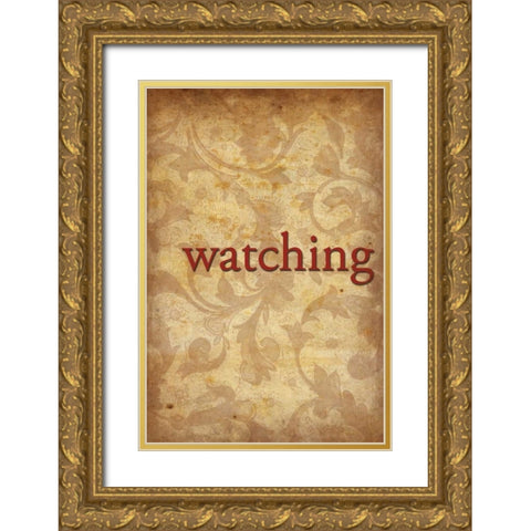 watching Gold Ornate Wood Framed Art Print with Double Matting by Grey, Jace