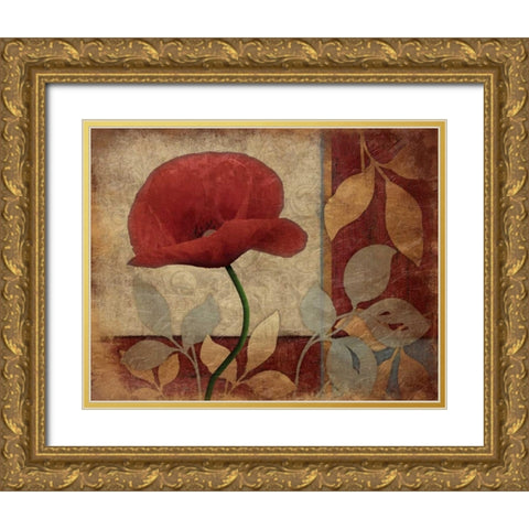Poppies Gold Ornate Wood Framed Art Print with Double Matting by Grey, Jace