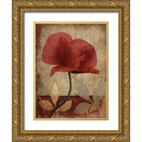 Poppies  Vert Mate Gold Ornate Wood Framed Art Print with Double Matting by Grey, Jace