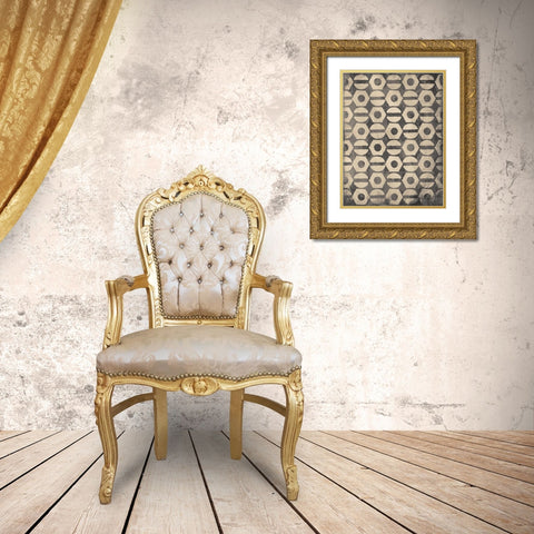 Pattern Gray Gold Ornate Wood Framed Art Print with Double Matting by Grey, Jace
