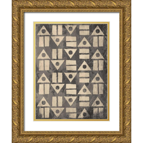 Pattern Mate Gray Gold Ornate Wood Framed Art Print with Double Matting by Grey, Jace