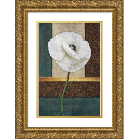 White Floral Gold Ornate Wood Framed Art Print with Double Matting by Grey, Jace
