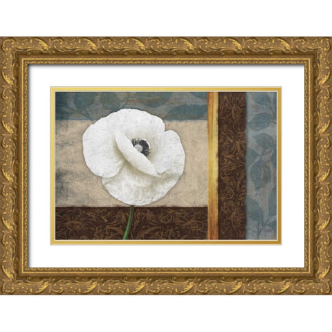 White Floral Horizontal Gold Ornate Wood Framed Art Print with Double Matting by Grey, Jace