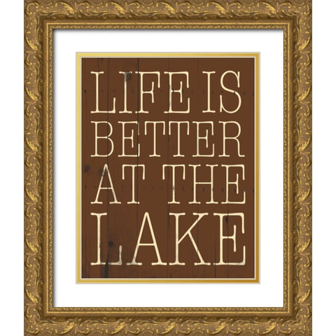 Lake Gold Ornate Wood Framed Art Print with Double Matting by Grey, Jace