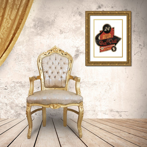 Bar Grill Cut Out Gold Ornate Wood Framed Art Print with Double Matting by Grey, Jace