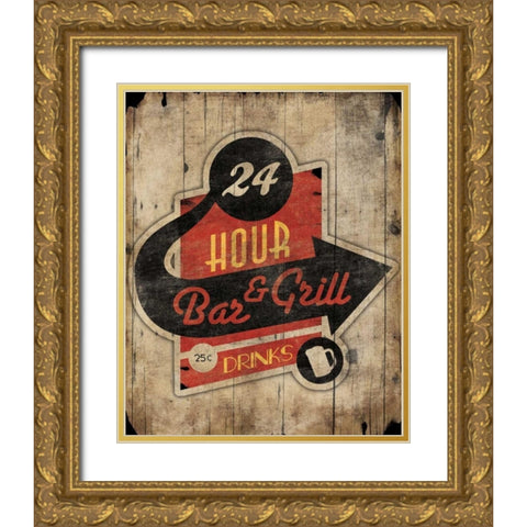 Bar Grill Gold Ornate Wood Framed Art Print with Double Matting by Grey, Jace