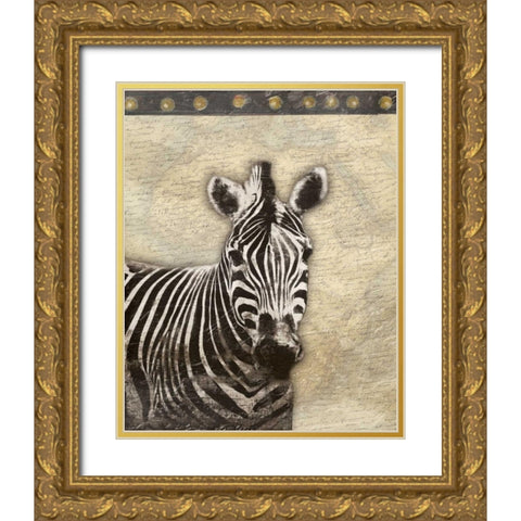Zebra Africa 2 Gold Ornate Wood Framed Art Print with Double Matting by Grey, Jace