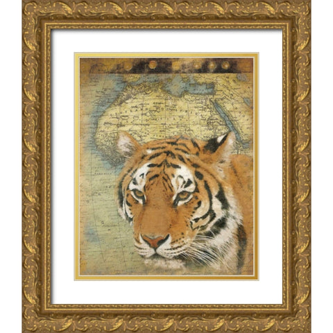 Tiger Africa Gold Ornate Wood Framed Art Print with Double Matting by Grey, Jace