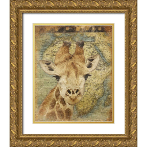 Giraffe 2 Gold Ornate Wood Framed Art Print with Double Matting by Grey, Jace