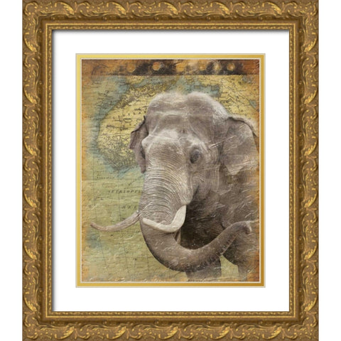 Elephant 2 Gold Ornate Wood Framed Art Print with Double Matting by Grey, Jace