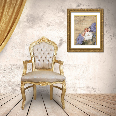 Purple  floral  vertical Gold Ornate Wood Framed Art Print with Double Matting by Grey, Jace
