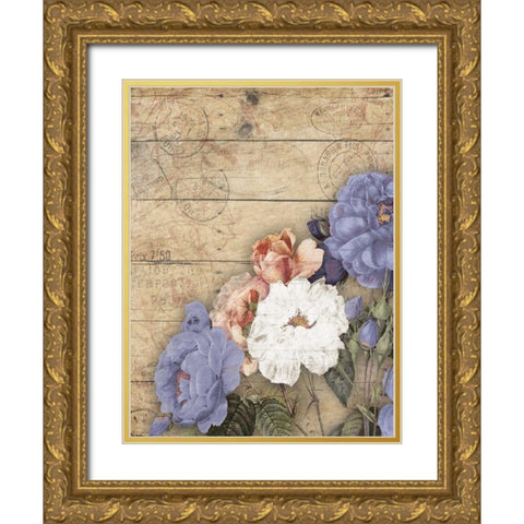 Purple  floral  vertical Gold Ornate Wood Framed Art Print with Double Matting by Grey, Jace