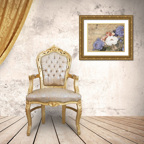 Purple Floral Gold Ornate Wood Framed Art Print with Double Matting by Grey, Jace