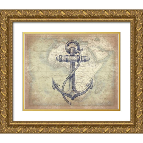 Coastal map mate Gold Ornate Wood Framed Art Print with Double Matting by Grey, Jace