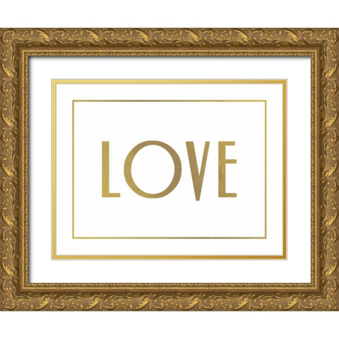 Gold Love Gold Ornate Wood Framed Art Print with Double Matting by Grey, Jace