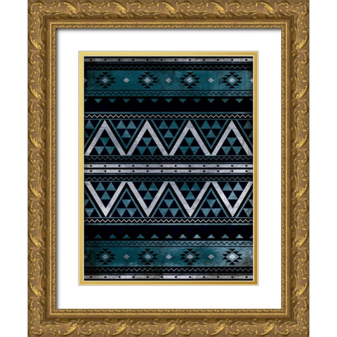 Aztec Pattern Gold Ornate Wood Framed Art Print with Double Matting by Grey, Jace