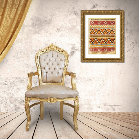 Aztec  pattern Gold Ornate Wood Framed Art Print with Double Matting by Grey, Jace