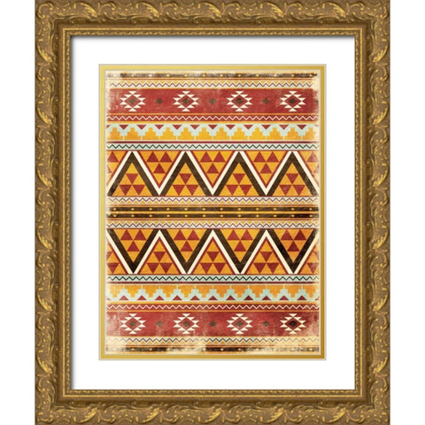 Aztec  pattern Gold Ornate Wood Framed Art Print with Double Matting by Grey, Jace