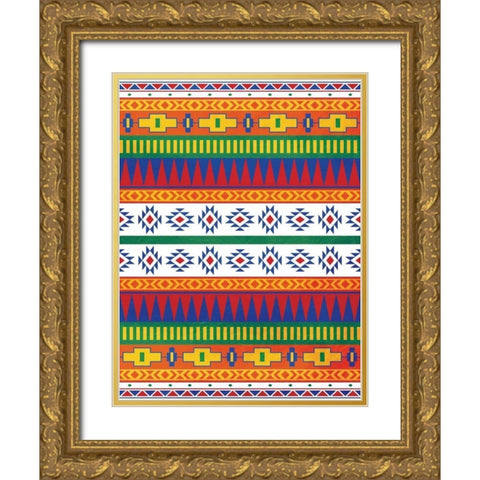 Aztec Patterned Mate Colors Gold Ornate Wood Framed Art Print with Double Matting by Grey, Jace