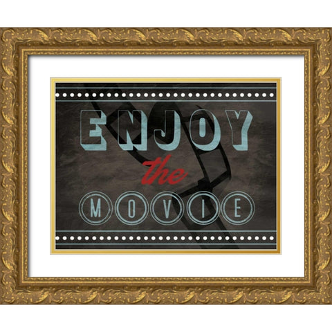 Enjoy The Movies Gold Ornate Wood Framed Art Print with Double Matting by Grey, Jace