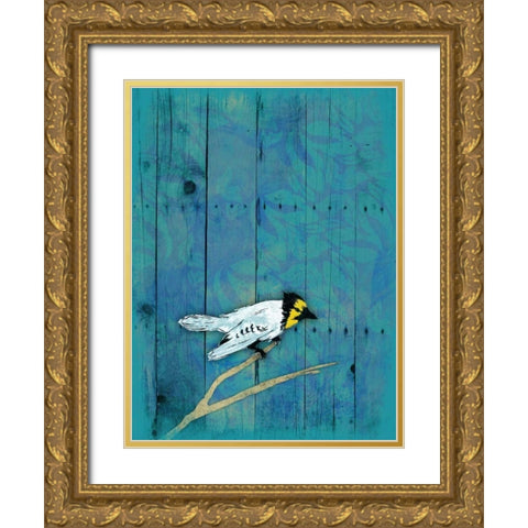Blue Hue Bird Gold Ornate Wood Framed Art Print with Double Matting by Grey, Jace
