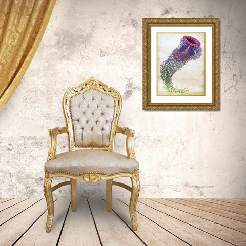 Jellyfish Gold Ornate Wood Framed Art Print with Double Matting by Grey, Jace