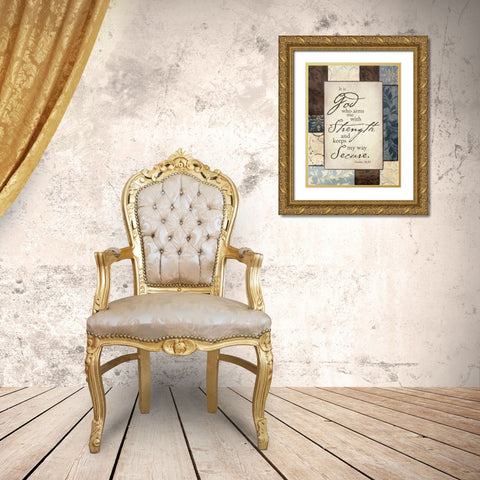 Blue God Gold Ornate Wood Framed Art Print with Double Matting by Grey, Jace
