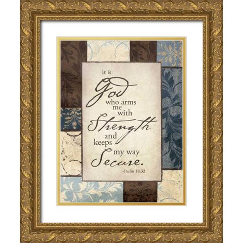 Blue God Gold Ornate Wood Framed Art Print with Double Matting by Grey, Jace