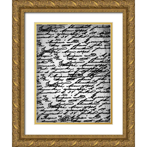 Black white text Gold Ornate Wood Framed Art Print with Double Matting by Grey, Jace