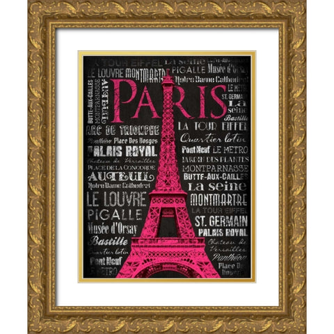 Paris Type Gold Ornate Wood Framed Art Print with Double Matting by Grey, Jace
