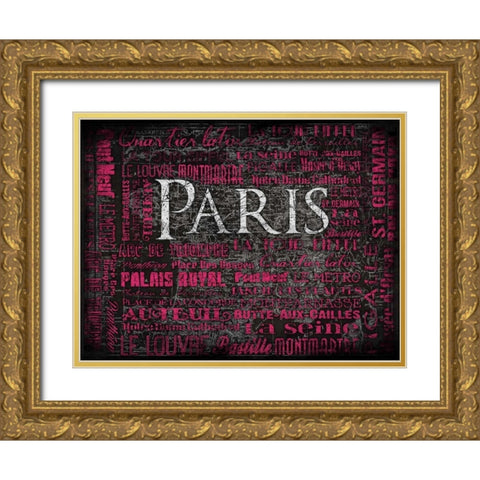 Paris Map Type 2 Gold Ornate Wood Framed Art Print with Double Matting by Grey, Jace