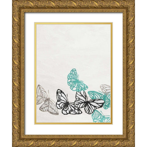 Butterflies 2 Gold Ornate Wood Framed Art Print with Double Matting by Grey, Jace