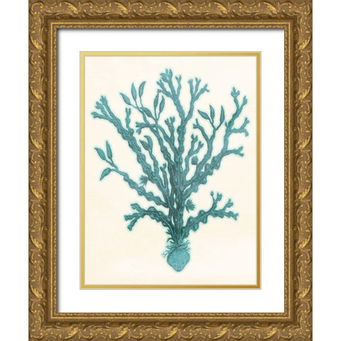 Blue Solid Beach Gold Ornate Wood Framed Art Print with Double Matting by Grey, Jace