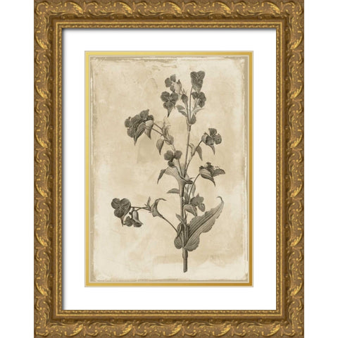 Floral Earthtone Three Gold Ornate Wood Framed Art Print with Double Matting by Grey, Jace